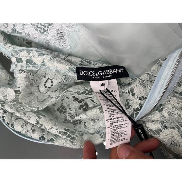 NWT DOLCE & GABBANA Mint Corded Lace Sleeveless Mini Dress 42 M - Picture 10 of 10